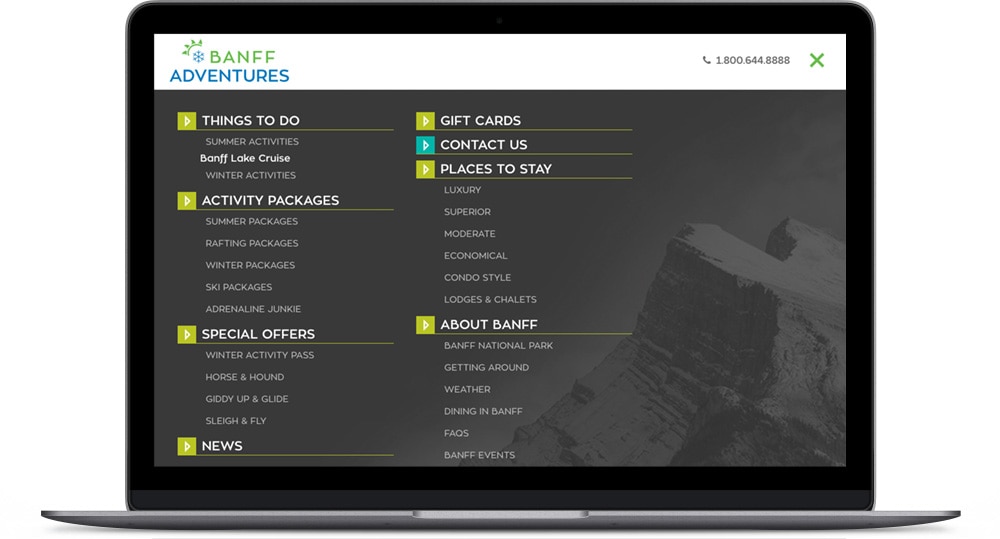Banff Adventures Desktop Menu